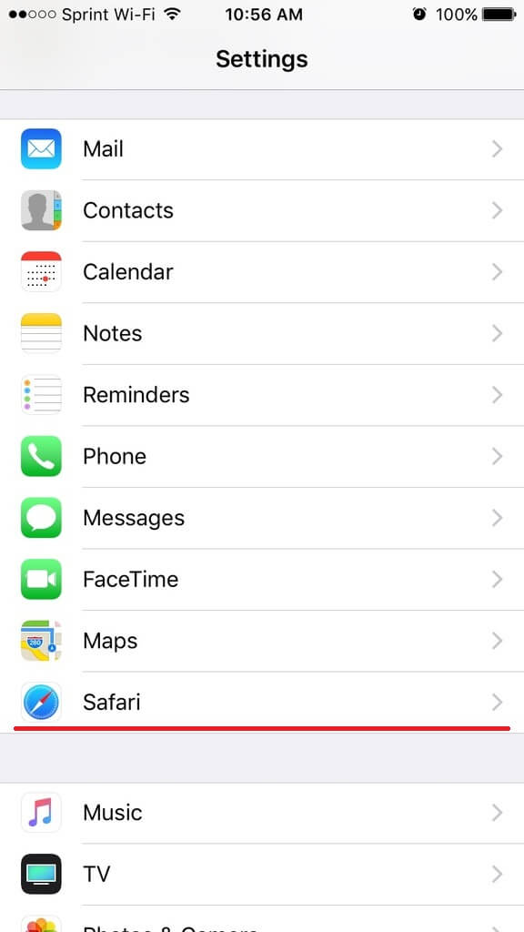 Apple Settings Screen